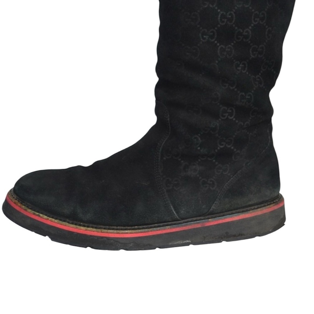 Gucci vintage monogram Black fur lined Men's Boots